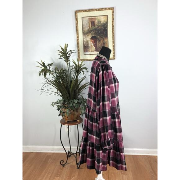 Time & True Women Flounce Tiers Dress XXL Boho Vacation Henley Neck Long Sleeve - Picture 4 of 13